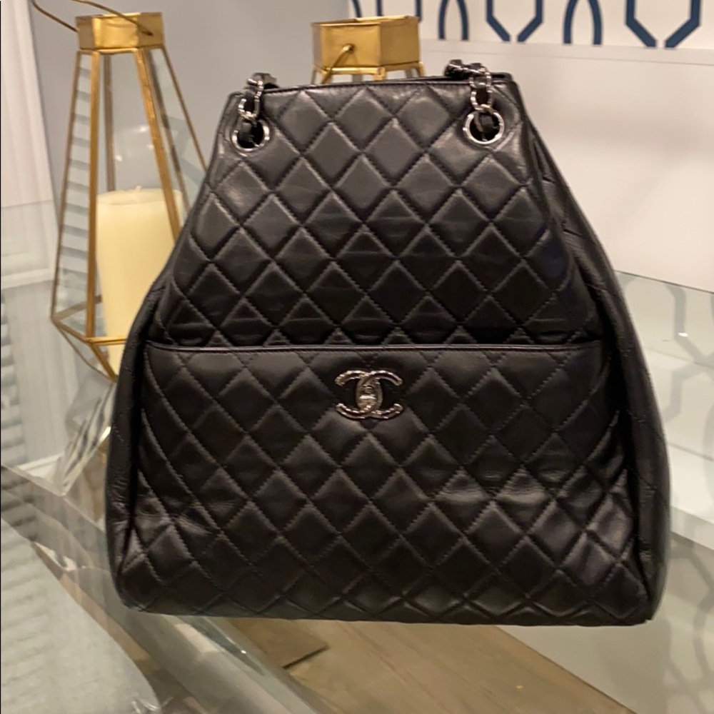 Black Chanel drawstring bucket bag